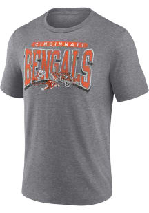 Cincinnati Bengals Grey Fundamental Divided Warp Short Sleeve Fashion T Shirt