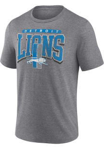 Detroit Lions Grey Fundamental Divided Warp Short Sleeve Fashion T Shirt