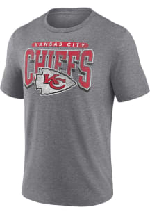 Kansas City Chiefs Grey Fundamental Divided Warp Short Sleeve Fashion T Shirt