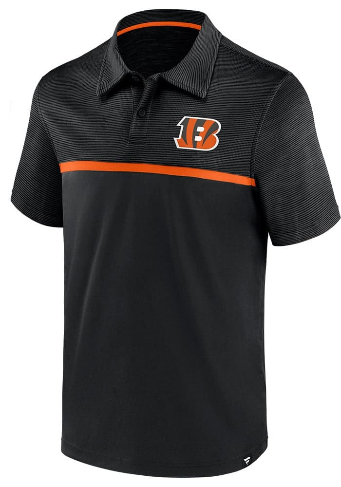 Cincinnati Bengals Mens Black Fundamental Primary Colorblock Short Sleeve Polo