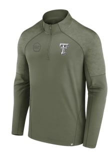 Texas Tech Red Raiders Mens Olive OHT Embossed Long Sleeve 1/4 Zip Pullover
