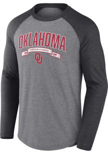 Oklahoma Sooners Grey Heritage Triblend Banner Year Long Sleeve Fashion T Shirt