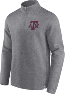 Texas A&amp;M Aggies Mens Grey Heritage Fleece Vintage Long Sleeve 1/4 Zip Pullover