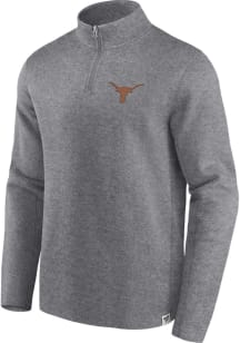 Texas Longhorns Mens Grey Heritage Fleece Vintage Long Sleeve 1/4 Zip Pullover