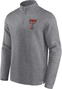 Texas Tech Red Raiders Mens Grey Heritage Fleece Vintage Long Sleeve 1/4 Zip Pullover