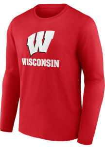 Wisconsin Badgers Red Name Drop Long Sleeve T Shirt