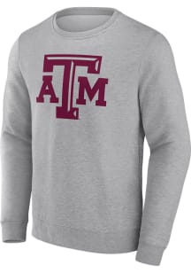Texas A&amp;M Aggies Mens Grey Primary Logo Long Sleeve Crew Sweatshirt