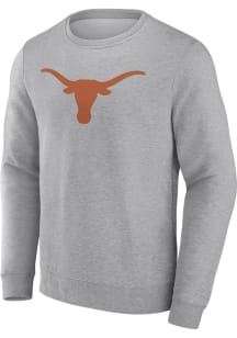 Texas Longhorns Mens Grey Primary Logo Long Sleeve Crew Sweatshirt