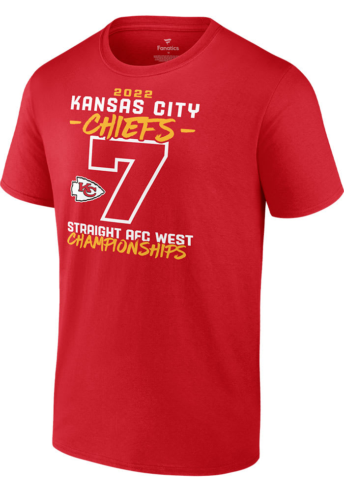 Men's Fanatics Branded Red Kansas City Chiefs Seventh-Straight AFC West Division Championship T-Shirt Size: Medium