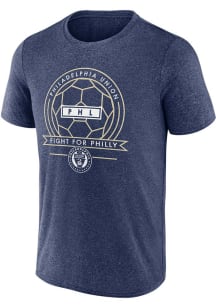 Philadelphia Union Navy Blue BALL AND BANNER Short Sleeve T Shirt