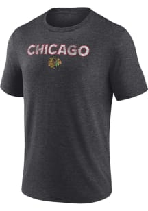Chicago Blackhawks Grey Fanwear Confidential Short Sleeve Fashion T Shirt