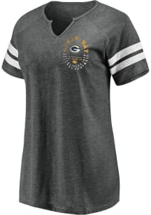 Green Bay Packers Womens Grey Raglan Short Sleeve T-Shirt