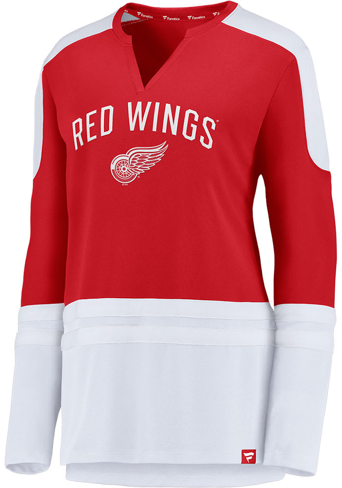Detroit Red Wings Womens Red Notch LS Tee