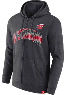 Mens Charcoal Wisconsin Badgers Zero Sum Long Sleeve Full Zip Jacket