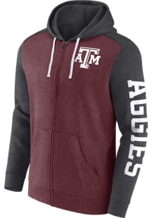 Texas A&amp;M Aggies Mens Maroon Heathered Fleece Long Sleeve Full Zip Jacket