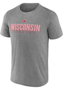 Grey Wisconsin Badgers Hardball Short Sleeve T Shirt
