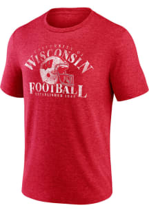 Wisconsin Badgers Red The Goods Triblend Short Sleeve Fashion T Shirt
