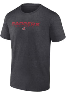 Wisconsin Badgers Charcoal Battle Scars Short Sleeve T Shirt