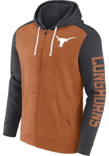 Texas Longhorns Mens Burnt Orange Heathered Fleece Long Sleeve Full Zip Jacket