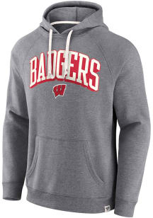 Mens Charcoal Wisconsin Badgers True Classics Fleece Applique Hooded Sweatshirt