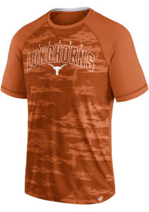 Texas Longhorns Burnt Orange Arch Outline Camo Raglan Short Sleeve T Shirt