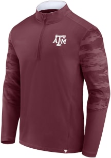 Texas A&amp;M Aggies Mens Maroon Ringer LC Camo Long Sleeve 1/4 Zip Pullover