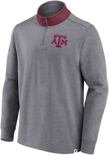 Texas A&amp;M Aggies Mens Grey True Classics Cotton Fleece Long Sleeve 1/4 Zip Pullover
