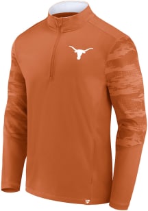 Texas Longhorns Mens Burnt Orange Ringer LC Camo Long Sleeve 1/4 Zip Pullover