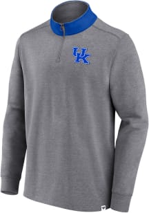 Kentucky Wildcats Mens Grey True Classics Cotton Fleece Long Sleeve 1/4 Zip Pullover