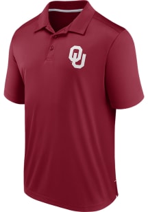 Oklahoma Sooners Mens Crimson Poly Blocked Fanwear Short Sleeve Polo
