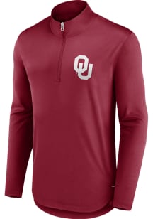 Oklahoma Sooners Mens Crimson Poly Fanwear Long Sleeve 1/4 Zip Pullover