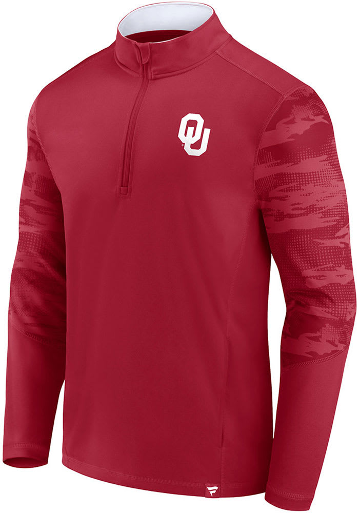 Oklahoma Sooners Mens Crimson Ringer LC Camo Long Sleeve 1/4 Zip Pullover