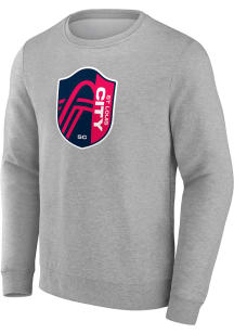 St Louis City SC Mens Grey Primary Logo Long Sleeve Crew Sweatshirt