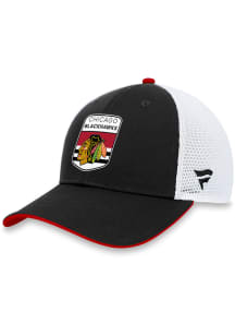 Chicago Blackhawks 2023 Authentic Pro Draft Trucker Adjustable Hat - Black