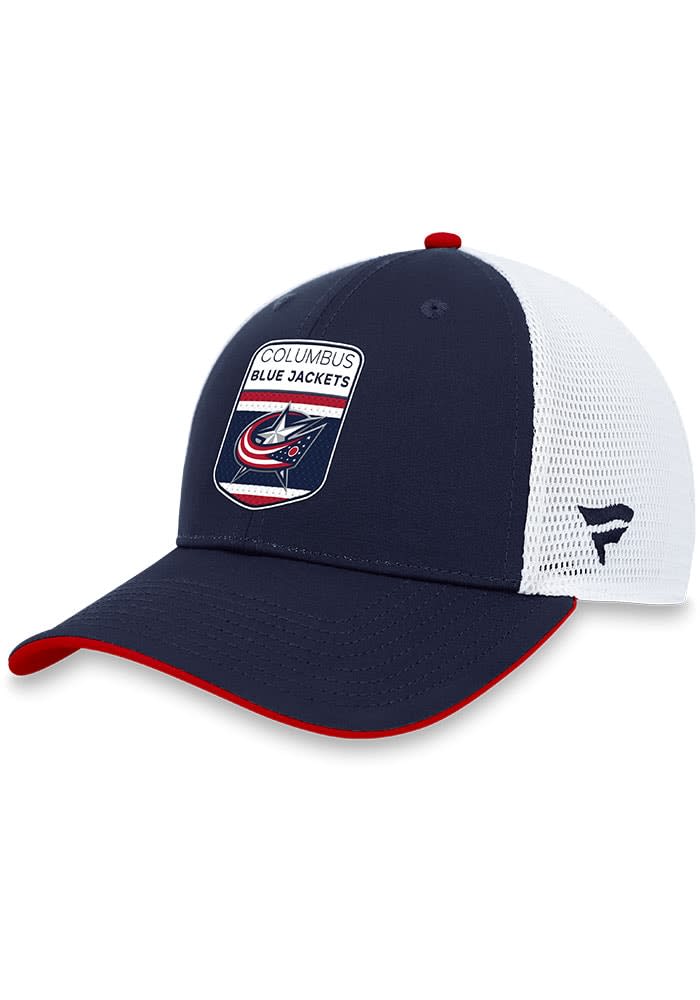 Columbus Blue Jackets 2023 Authentic Pro Draft Trucker Adjustable Hat - Navy Blue