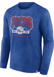 Philadelphia 76ers Blue Washed Long Sleeve T Shirt