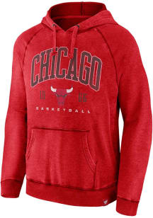 Chicago Bulls Mens Red Washed Fashion Hood