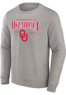 Oklahoma Sooners Mens Grey True Classics Act Fast Long Sleeve Crew Sweatshirt