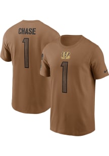 Ja'Marr Chase Cincinnati Bengals Brown Salute To Service Short Sleeve Player T Shirt