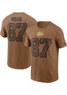 Travis Kelce Kansas City Chiefs Brown Salute To Service Short Sleeve Player T Shirt