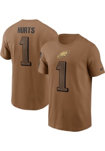 Jalen Hurts Philadelphia Eagles Brown Salute To Service Short Sleeve Player T Shirt