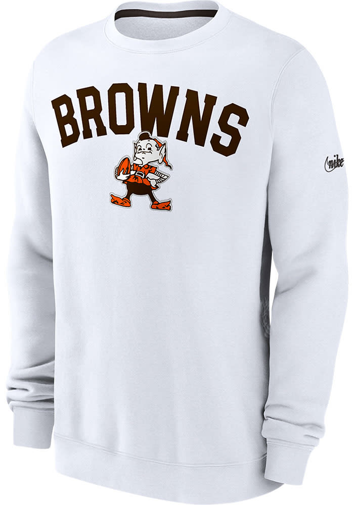 Nike Cleveland Browns Mens White Athletic Team Long Sleeve Crew Sweatshirt