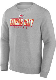 Kansas City Chiefs Mens Grey Bold Move Long Sleeve Crew Sweatshirt