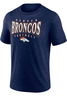 Denver Broncos Navy Blue Divided Warp Short Sleeve Fashion T Shirt