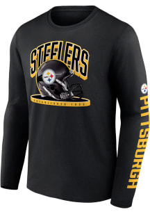 Pittsburgh Steelers Black Helmet Platform Long Sleeve T Shirt