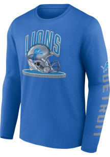Detroit Lions Blue Helmet Platform Long Sleeve T Shirt