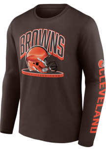 Cleveland Browns Brown Helmet Platform Long Sleeve T Shirt