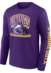 Minnesota Vikings Purple Helmet Platform Long Sleeve T Shirt