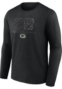 Green Bay Packers Black Blackout Shadow Tricode Long Sleeve T Shirt