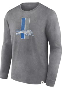 Detroit Lions Charcoal Heritage Washed Primary Logo Long Sleeve Fashion T Shirt
